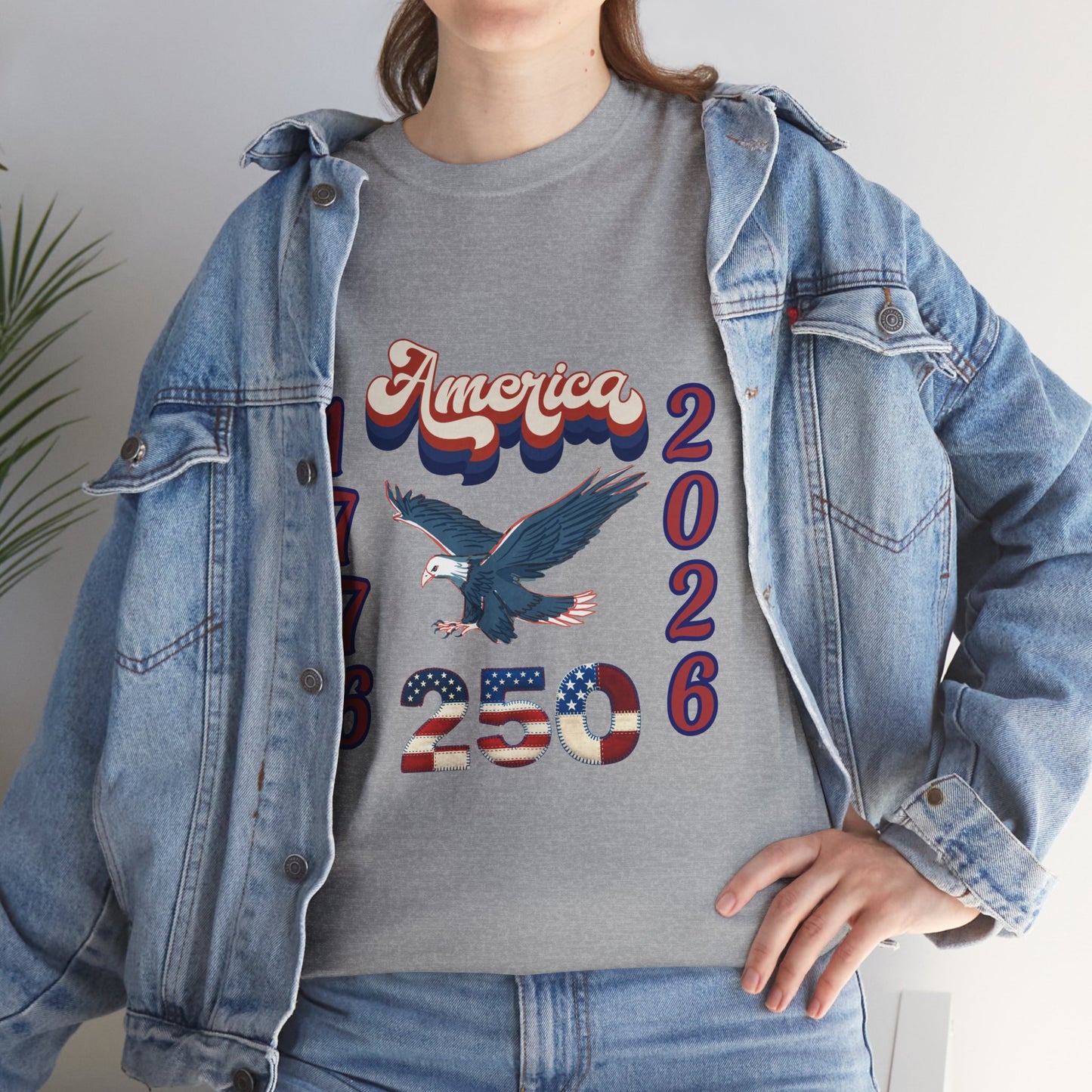 "America 1776-2026" Patriotic Eagle, Unisex Heavy Cotton T-Shirt — Our 250 YR. Celebration Tee!