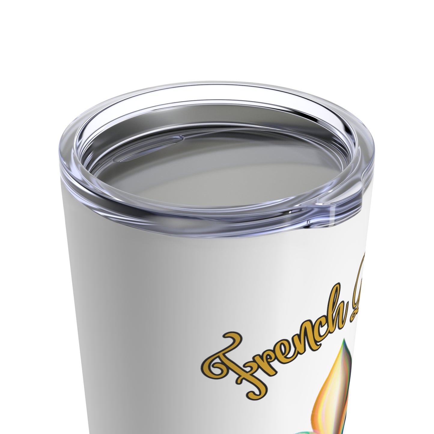 "French Quarter Drinking Team"  20 oz Tumbler, White With Gold Letters