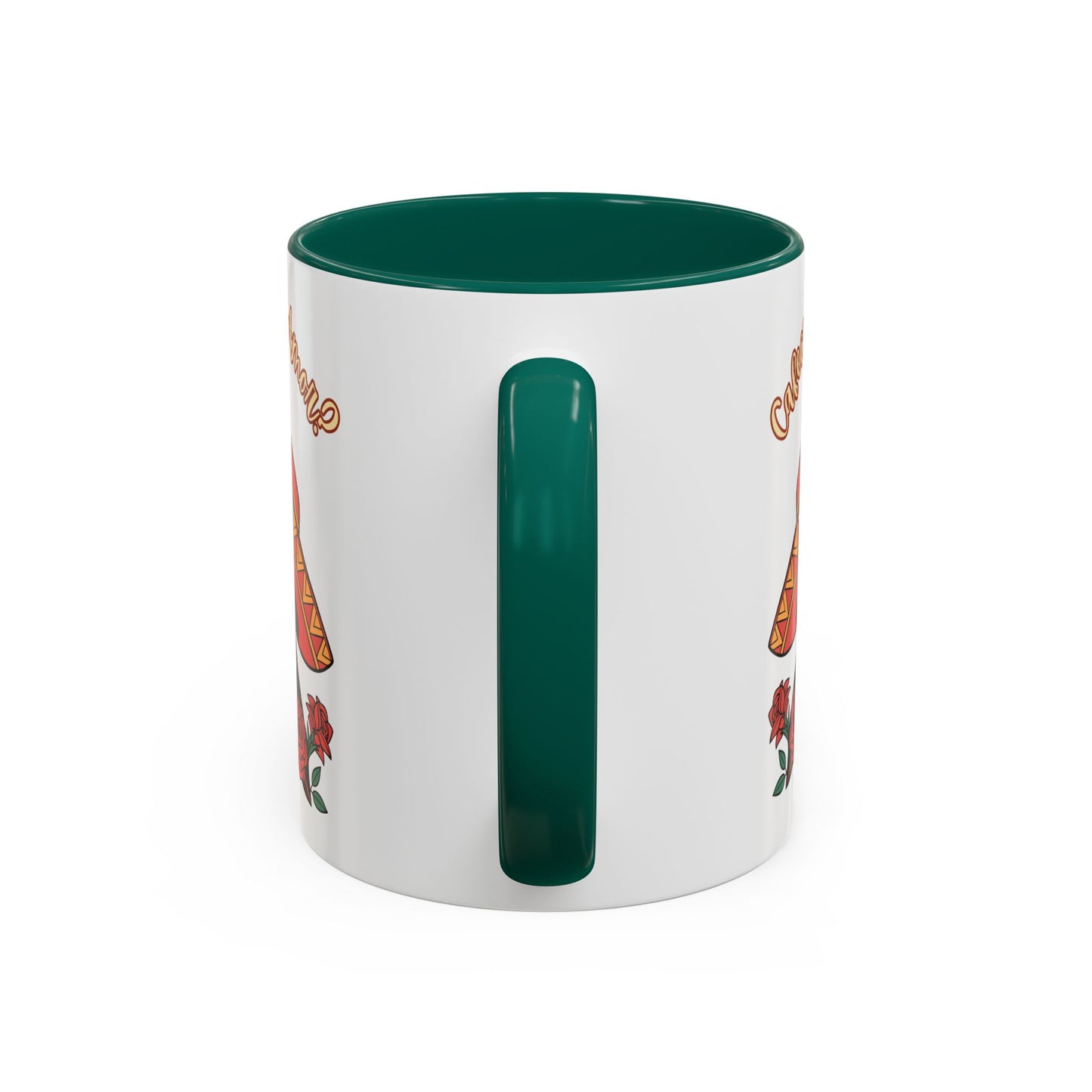 "Cafecito Mi Amor?" -El Hombre, Sugar Skull Style, White Ceramic Mugs with Colorful Accents (11oz/15oz)