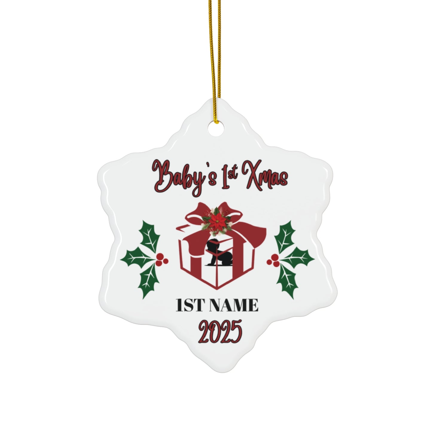 Personalized Ceramic Ornament — Baby’s 1st Christmas Star Ornament-2025 (First Name )
