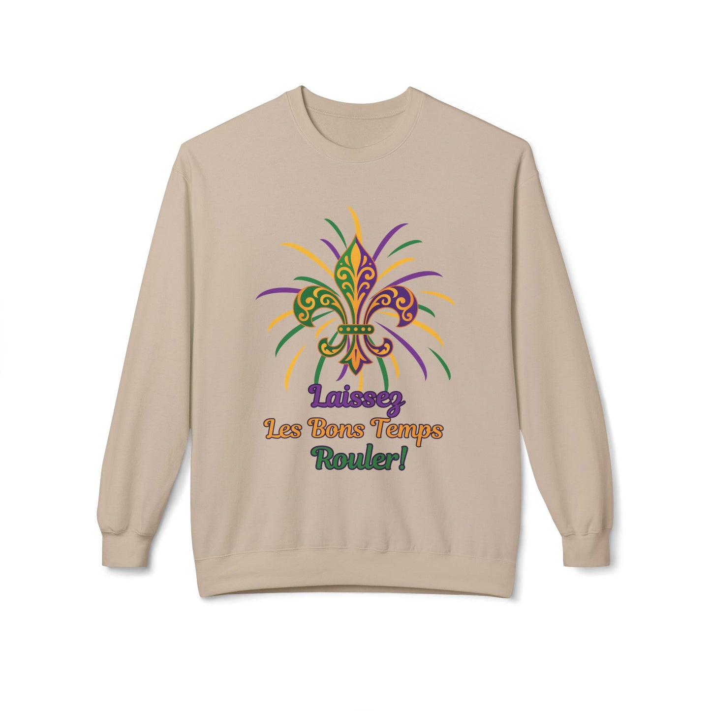Mardi Gras Fleur-de-Lis Crewneck Sweatshirt — "Laissez Les Bons Temps Rouler!"