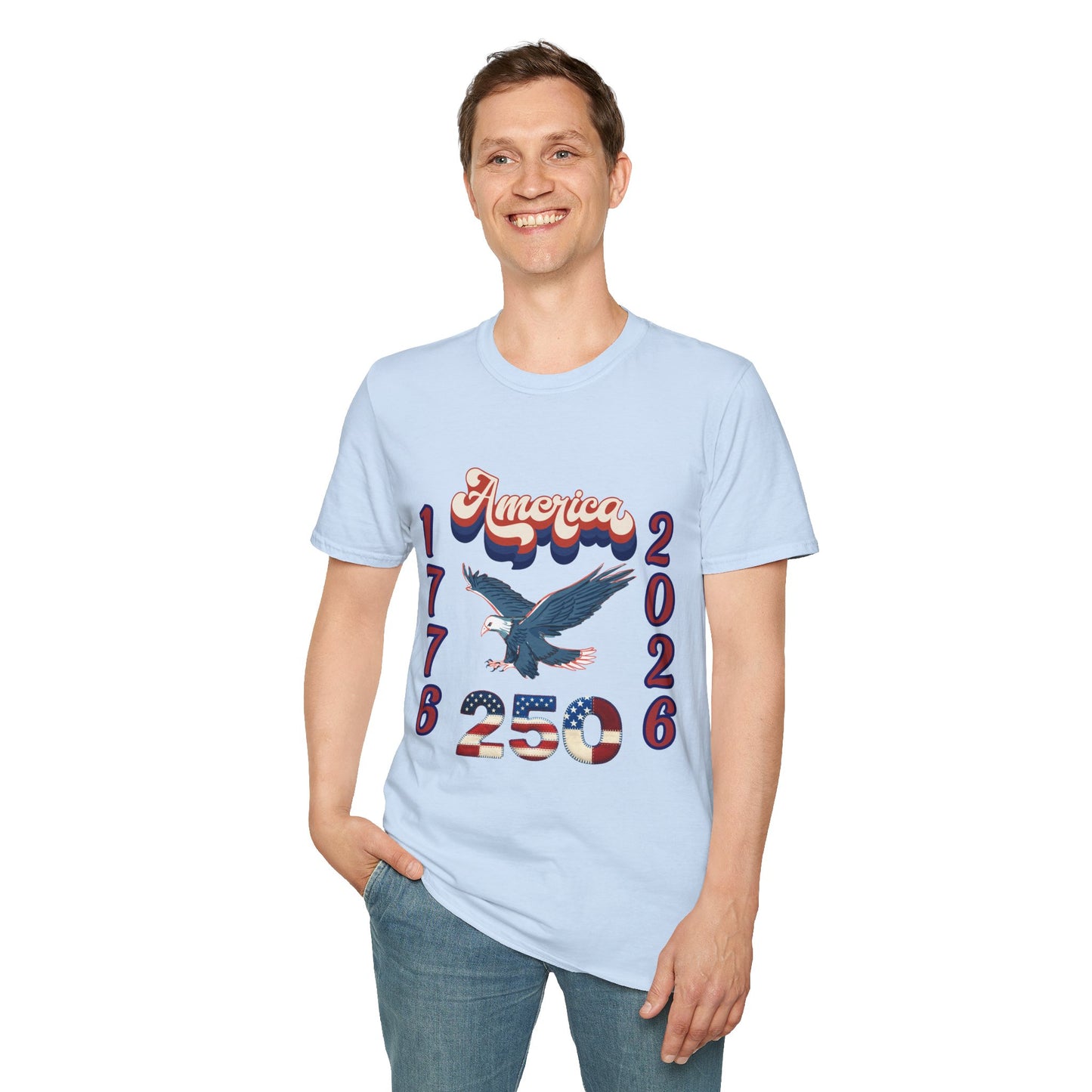 America 1776–2026 Patriotic T-Shirt — Soaring Eagle & Retro Script ,250th Anniversary Tee