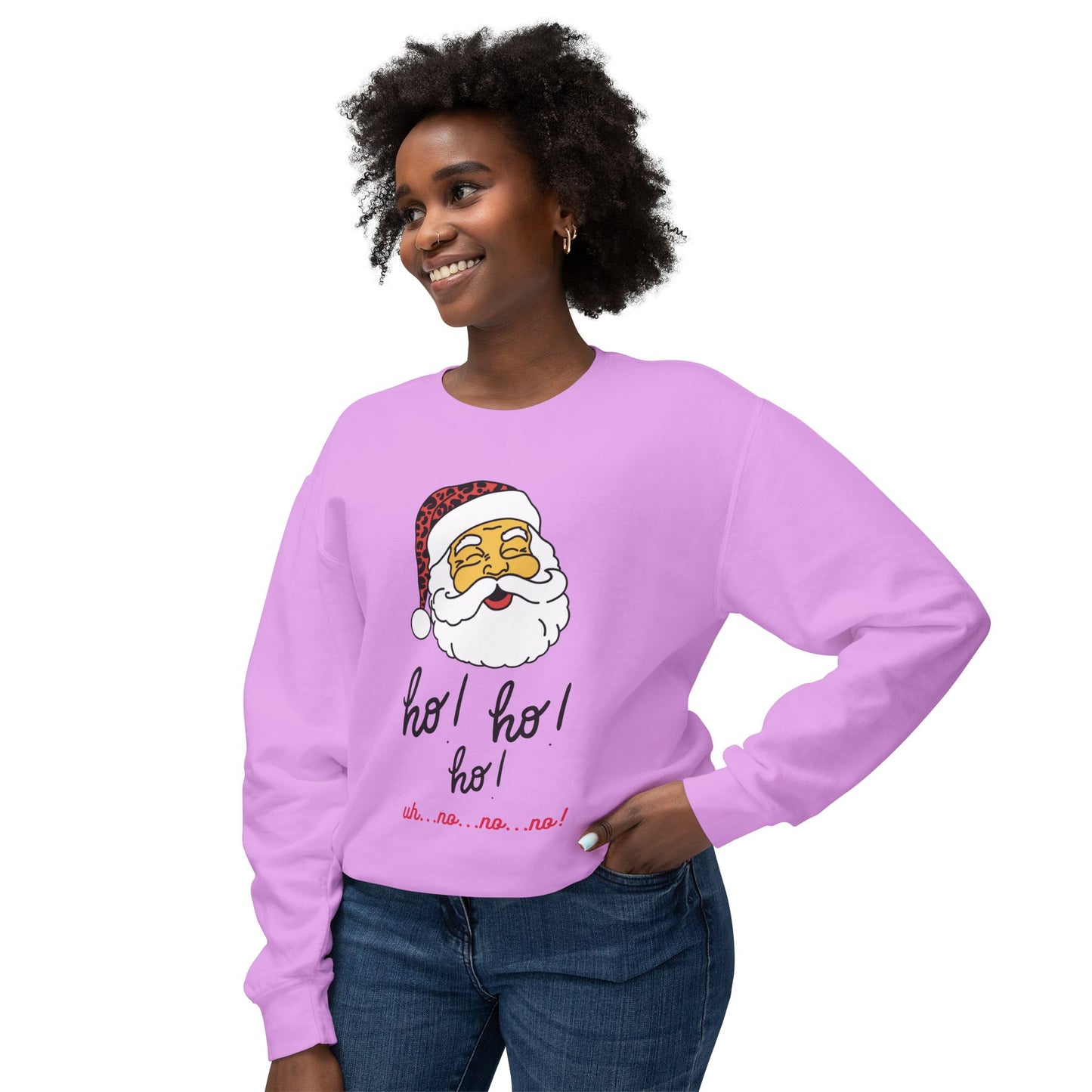 "Ho! Ho! Ho!-Smiling Santa" Unisex Lightweight Crewneck Sweatshirt