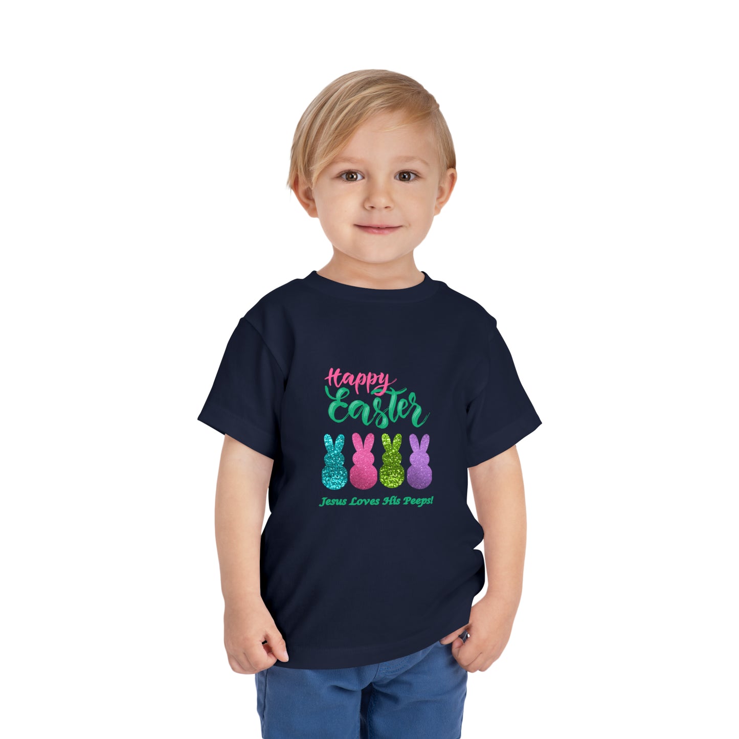 'Happy Easter-Jesus Loves His Peeps!" Toddler Short Sleeve Tee