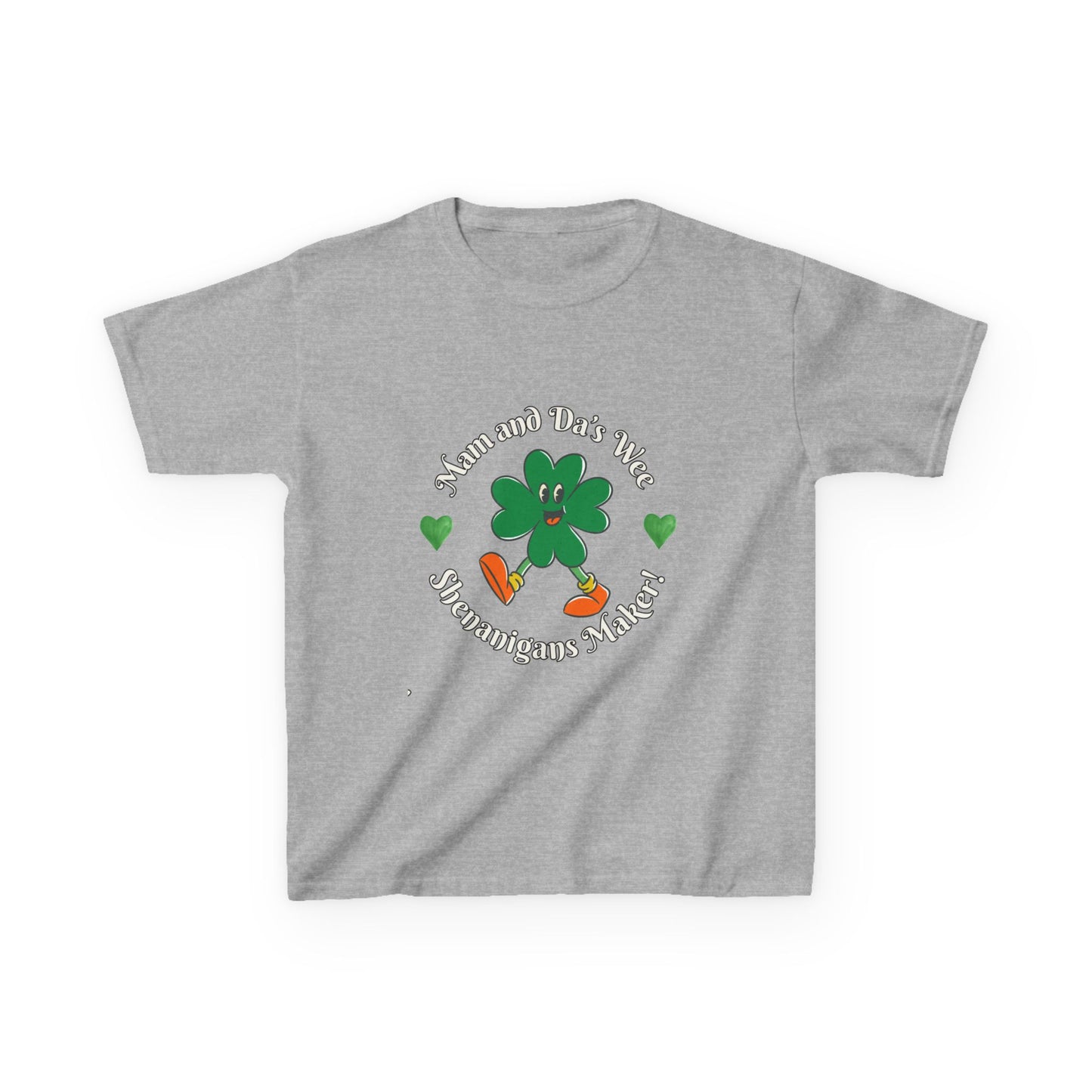 "Mam and Da's Wee Shenanigans Maker" Kids/Youth Heavy Cotton Tee.  A Fun Tee For The Kids To Wear Around St. Patrick's Day!