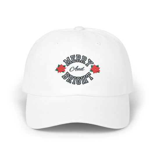 Merry & Bright Dad Cap — Embroidered Holiday Baseball Hat