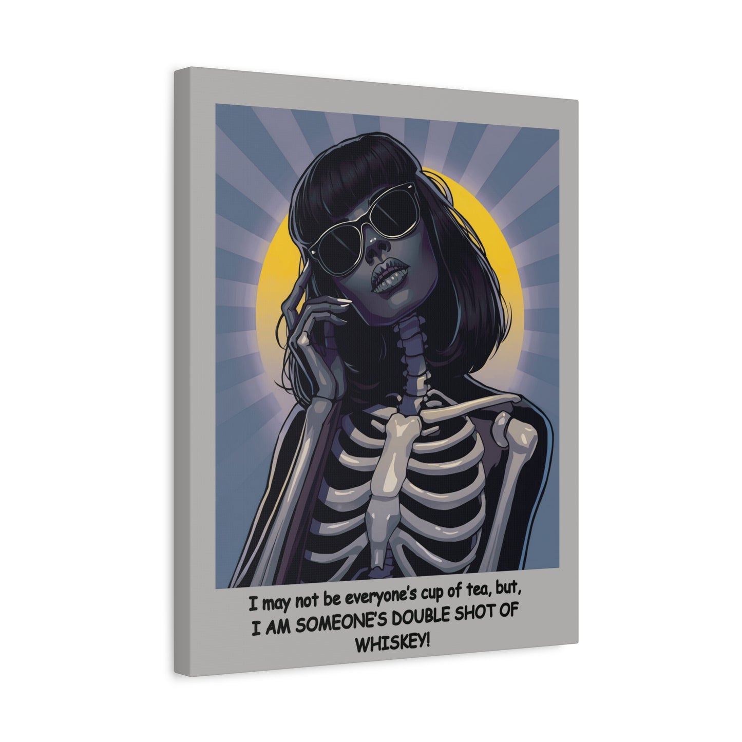 Stylish Skeleton Art Canvas, Wall Decor, Unique Gift for Halloween, Hipster Home Decor, Edgy Artwork