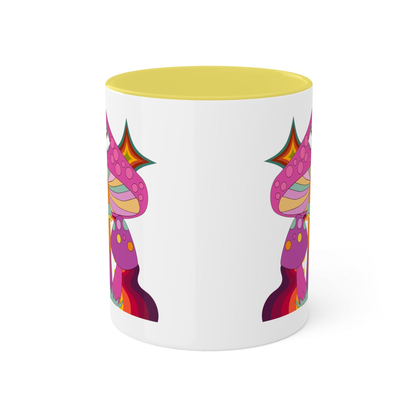 "Groovy Mushrooms" 11 oz White Mug with Colorful Accents