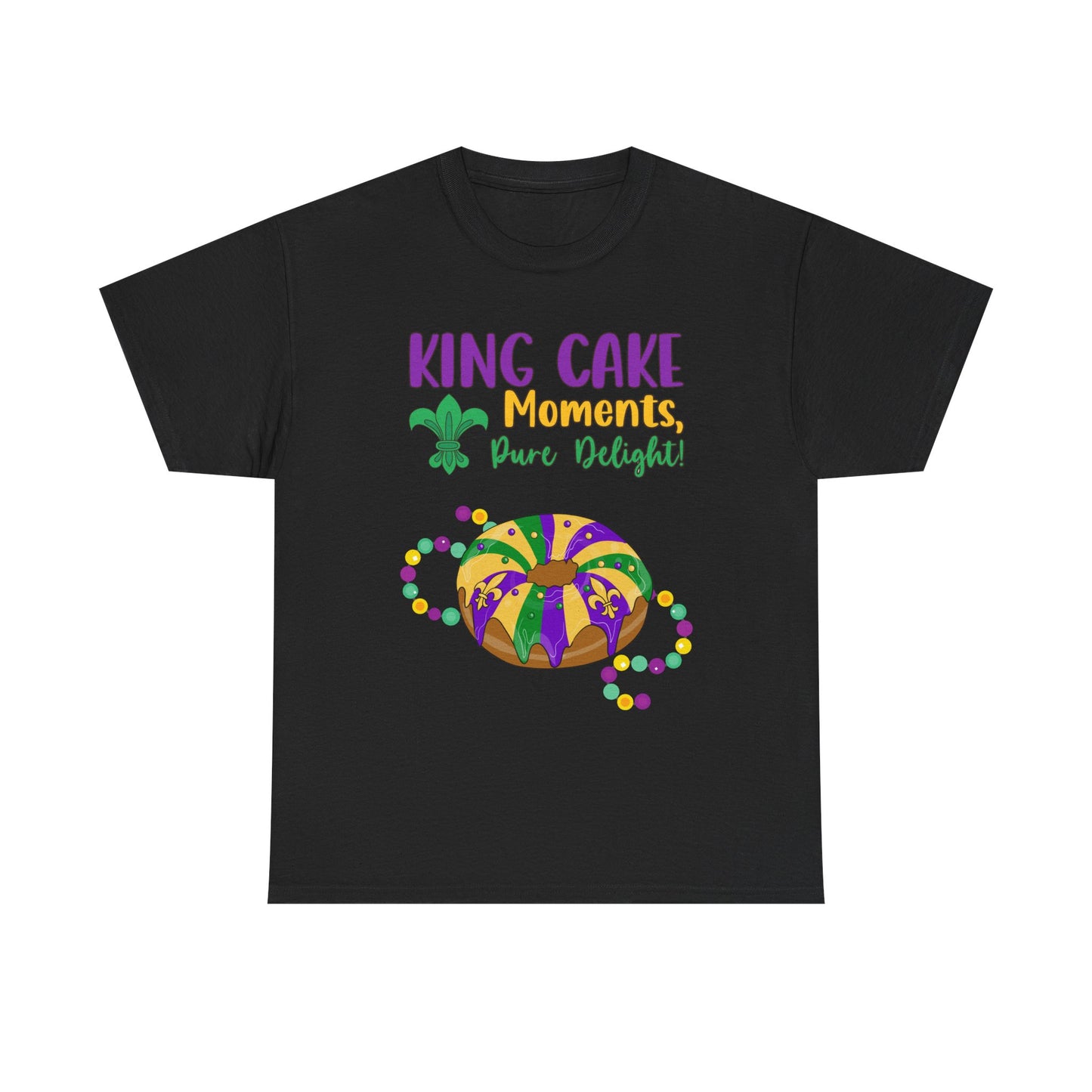 "Mardi Gras King Cake" Unisex Heavy Cotton  Adult Tee — "A King Cake Moment — Pure Delight"