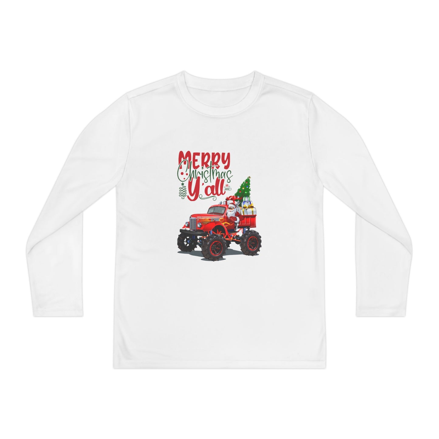 "Merry Christnas Y'all" Youth Long Sleeve Competitor Tee