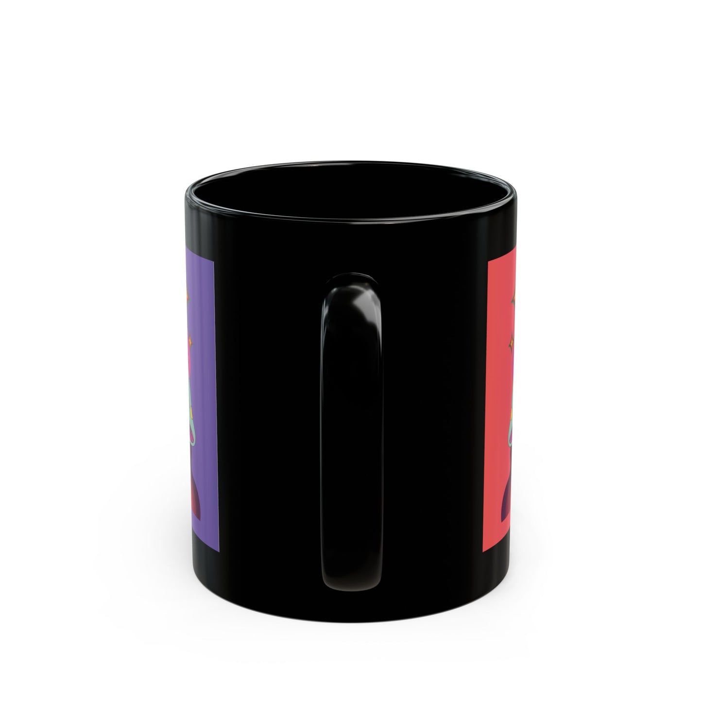 "Groovy Ombre Mushroom" Mug,  Black Ceramic Coffee Mugs In 15oz & 11oz