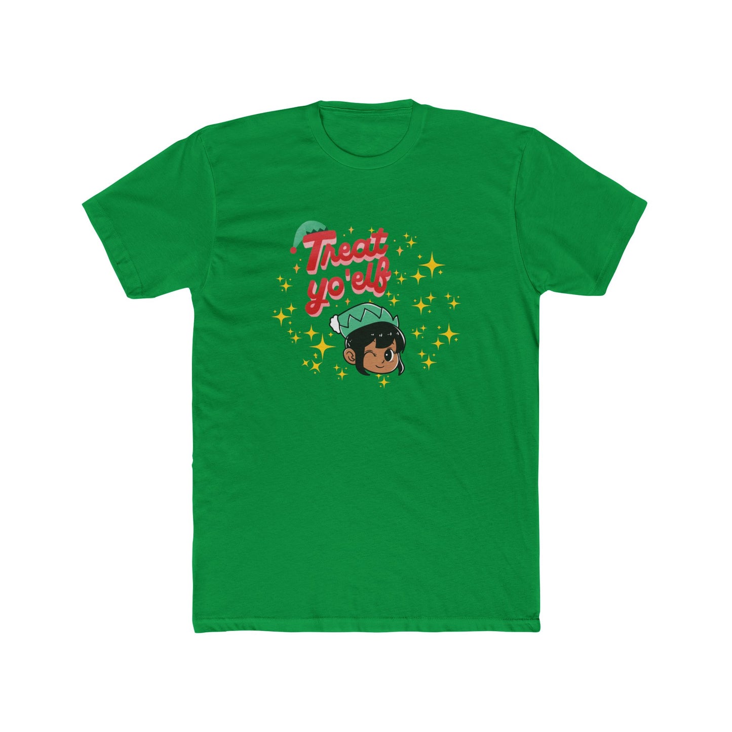 Treat Yo’Elf Ladies Christmas T‑Shirt — Cute& Sassy Elf Graphic Holiday Tee