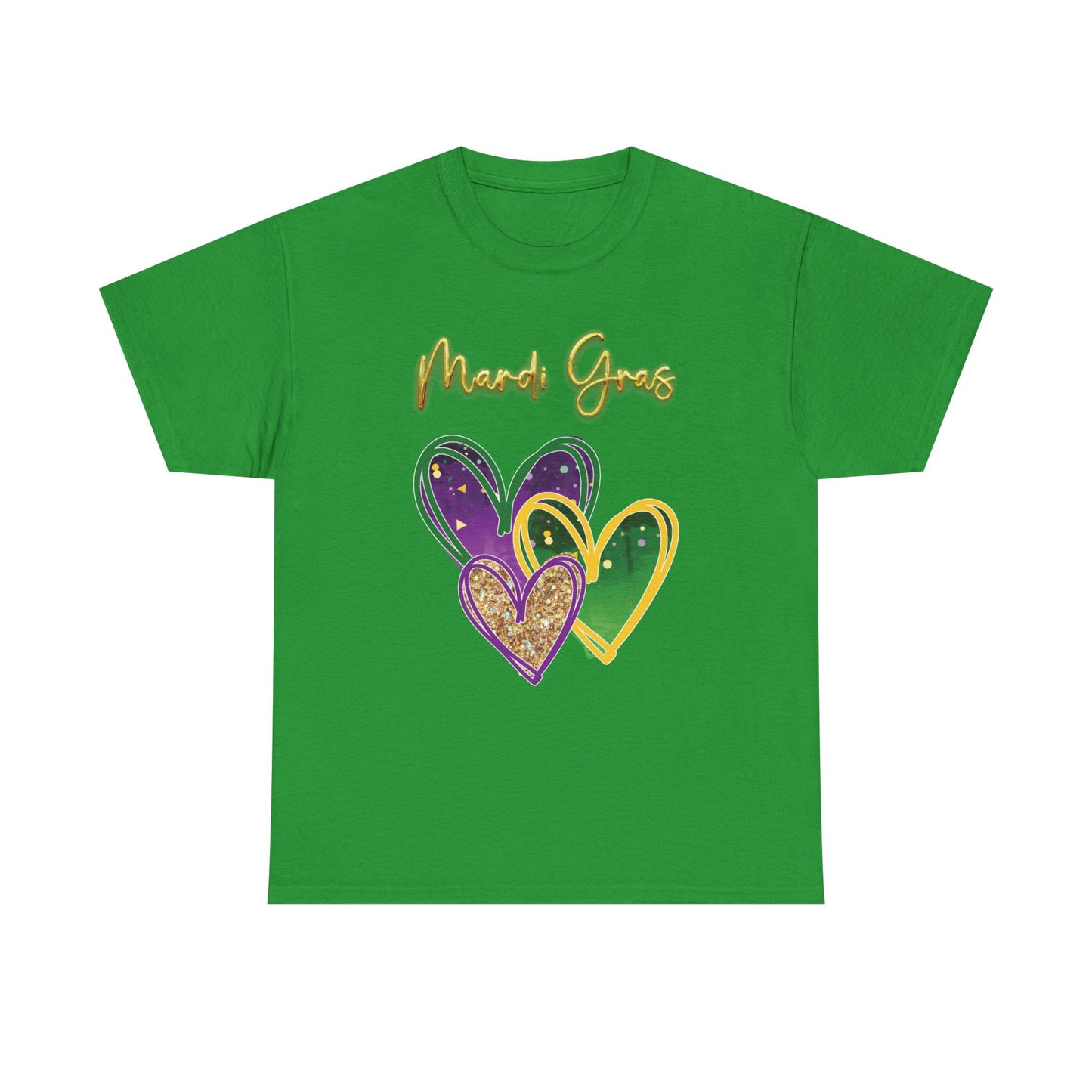 "Mardi Gras Hearts" Unisex T-Shirt.  A "Heart Felt"  Celebration Of Carnival In Purple, Green & Gold!