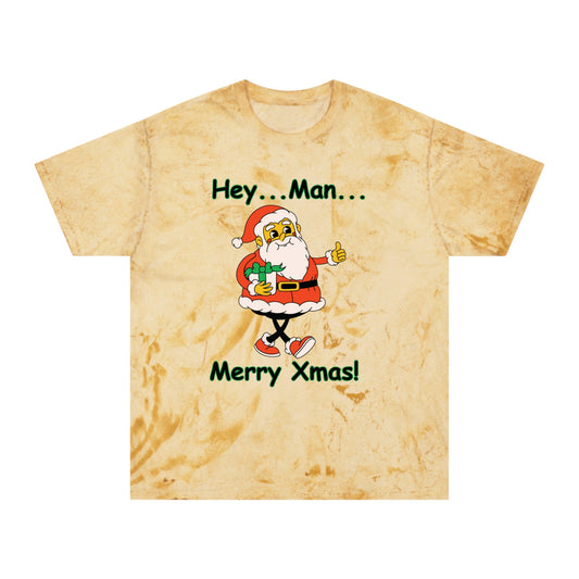 Hey...Man... Merry Xmas! Tie-Dye  Style Unisex Christmas Santa Tee - A Great Gift For Those Who Love A Reto Vibe!
