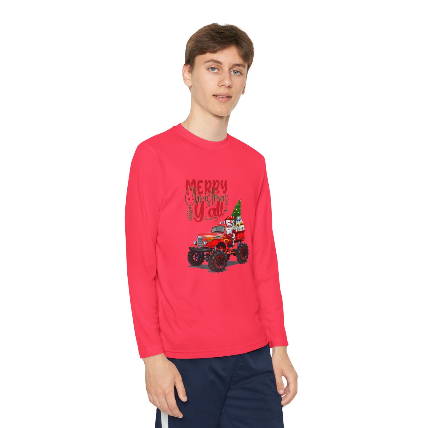 "Merry Christnas Y'all" Youth Long Sleeve Competitor Tee
