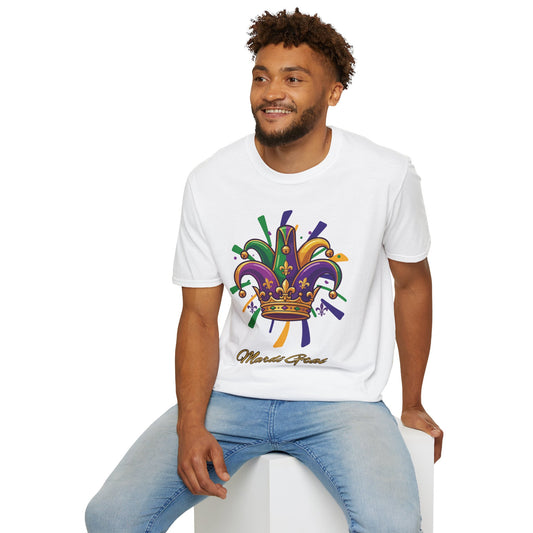 "Mardi Gras Jester Crown" T-Shirt — Colorful, Festive Tee To Wear Alone Or Layered Under A Jacket While Enjoying The Festivities!