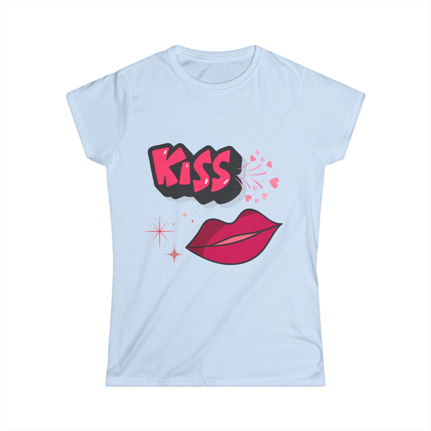 "KISS" Pop Art Women's Tee — Colorful Lips Graphic.  A Fun Vibrant Tee for Valentines Day
