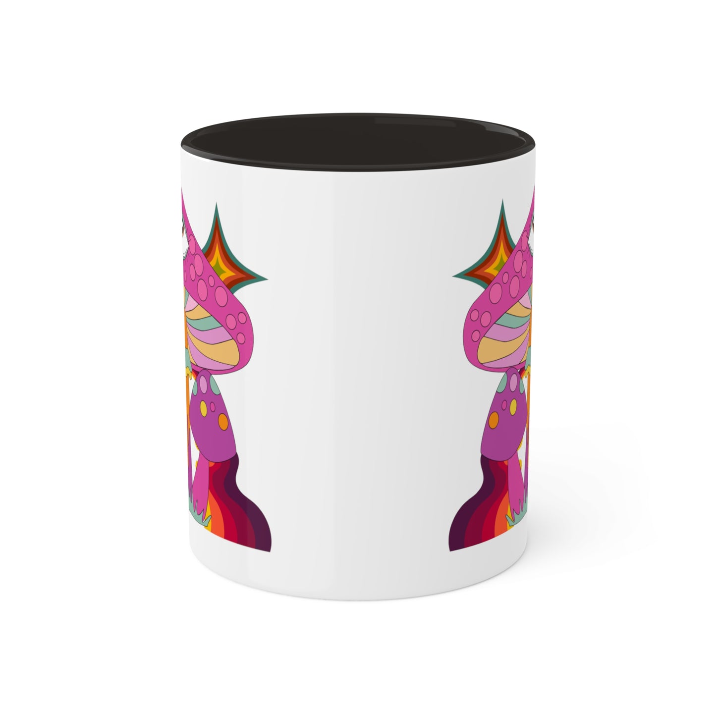 "Groovy Mushrooms" 11 oz White Mug with Colorful Accents