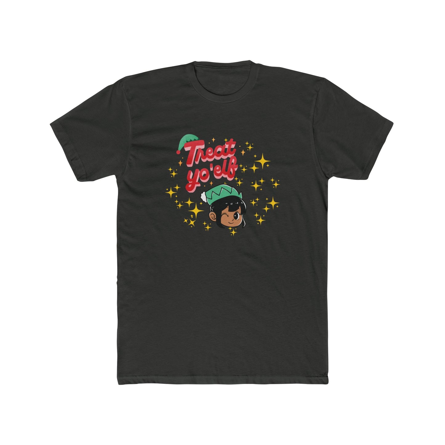 Treat Yo’Elf Ladies Christmas T‑Shirt — Cute& Sassy Elf Graphic Holiday Tee