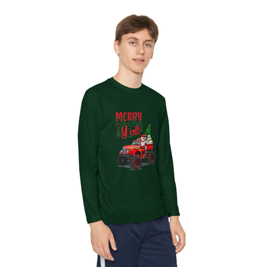 "Merry Christnas Y'all" Youth Long Sleeve Competitor Tee