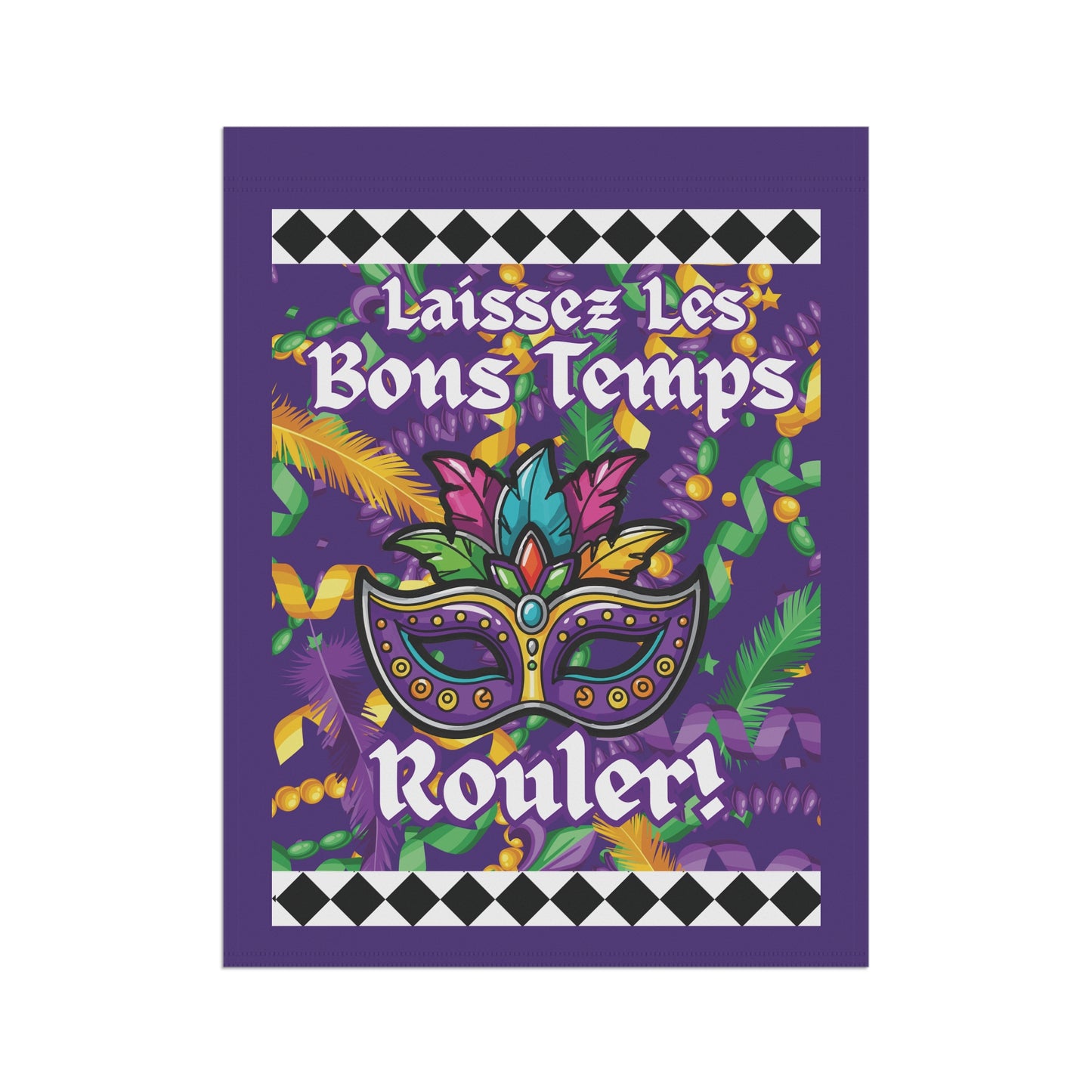 Mardi Gras Garden Banner and House Flag — "Laissez Les Bons Temps Rouler" Decorative Yard Flag-Purple