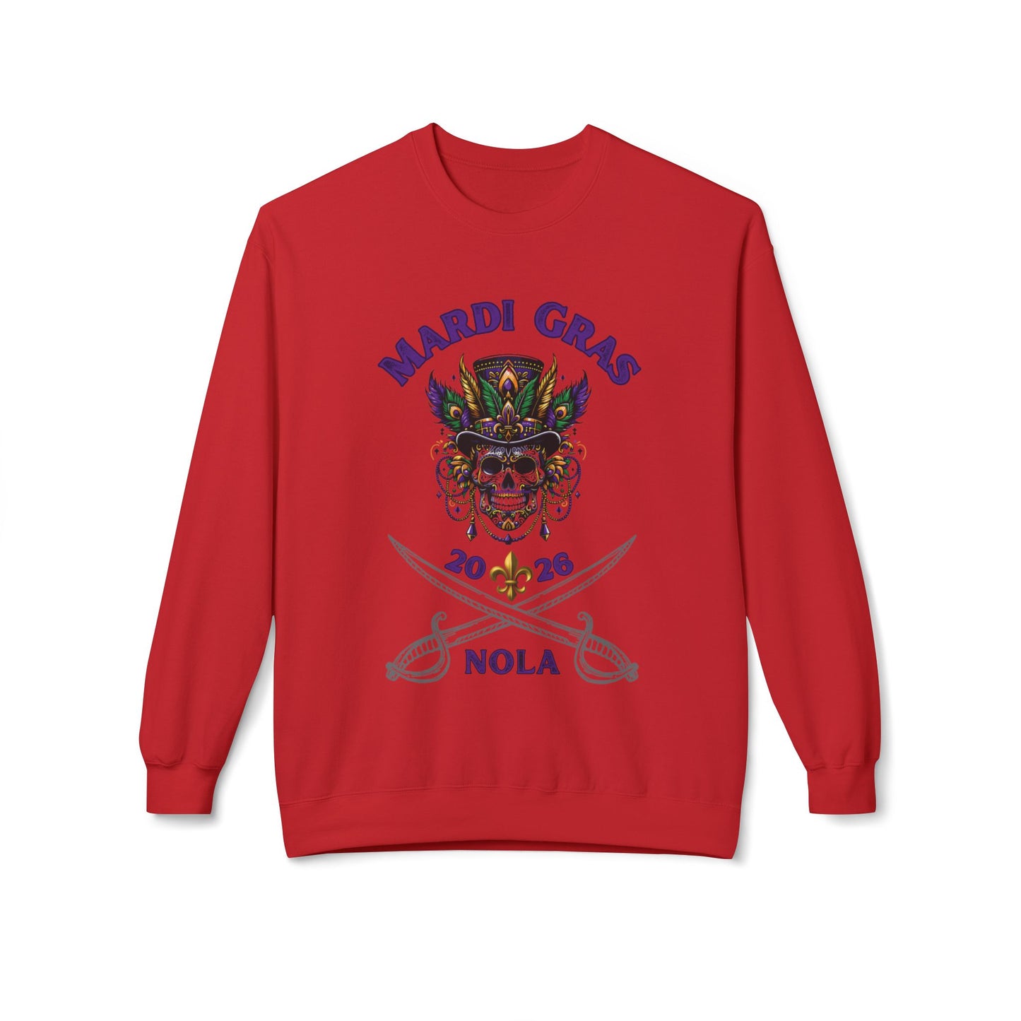 "Mardi Gras 2026 Voodoo Pirate" Crewneck Sweatshirt — A NOLA 2026 Festival Unisex Pullover Ideal For Celebrating Carnival & A Great Souvenir!