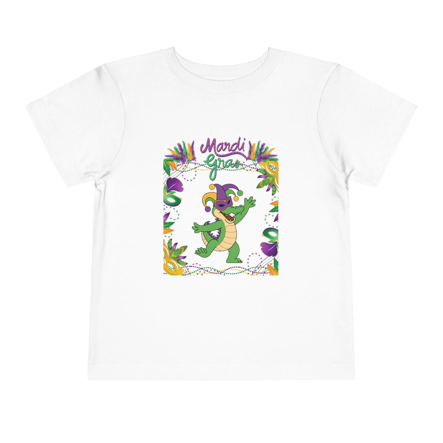 Toddler Tee — "Mardi Gras" Alligator Kids/Toddler Tee Short Sleeve Shirt