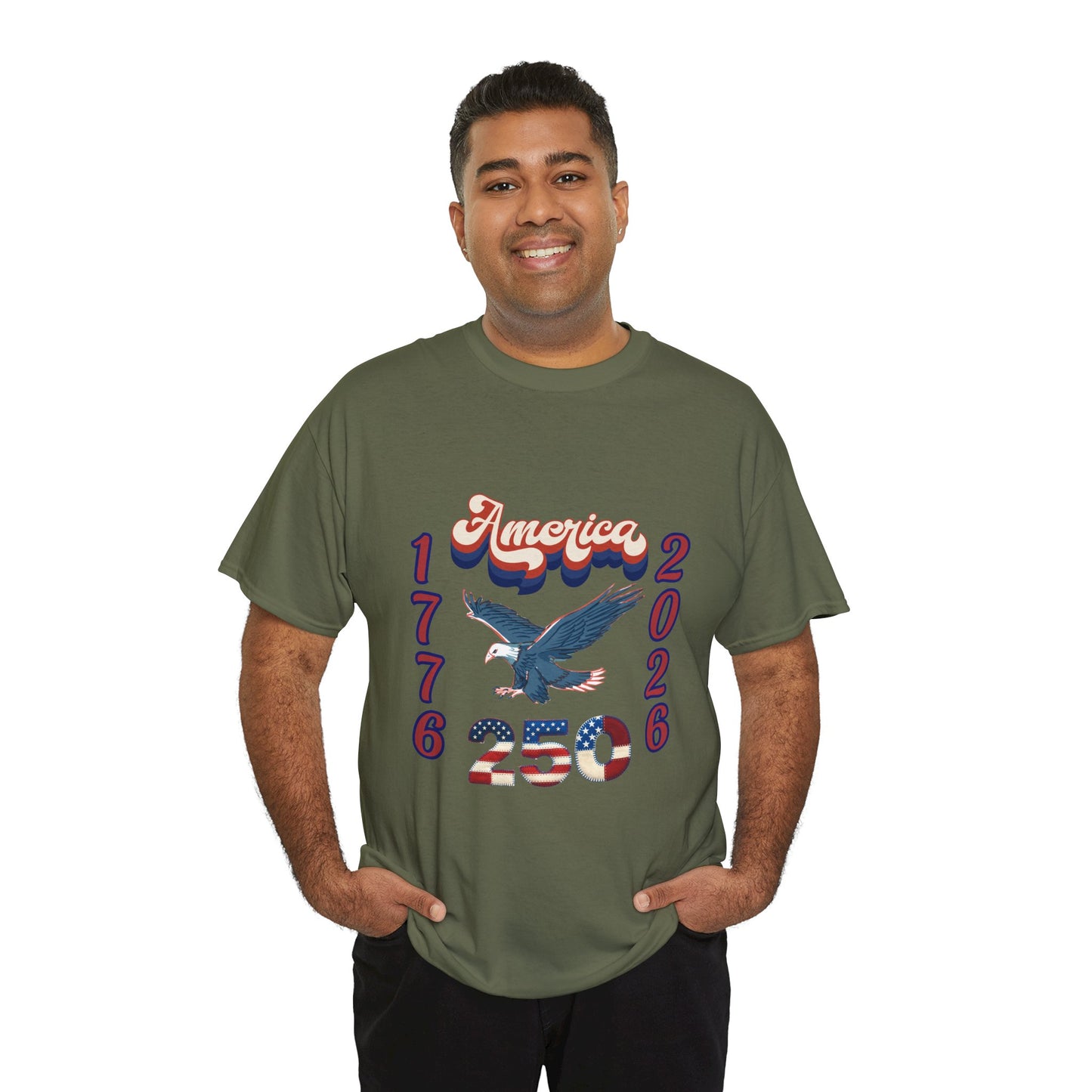 "America 1776-2026" Patriotic Eagle, Unisex Heavy Cotton T-Shirt — Our 250 YR. Celebration Tee!