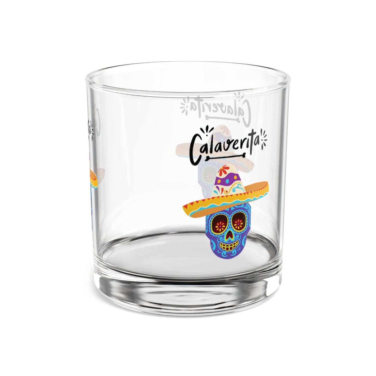 "Calaverita  Sugar Skull" Rocks Glass, 10oz. A Unique and Vibrant way to enjoy Your Favorite Tequila or Margarita "On The Rocks"