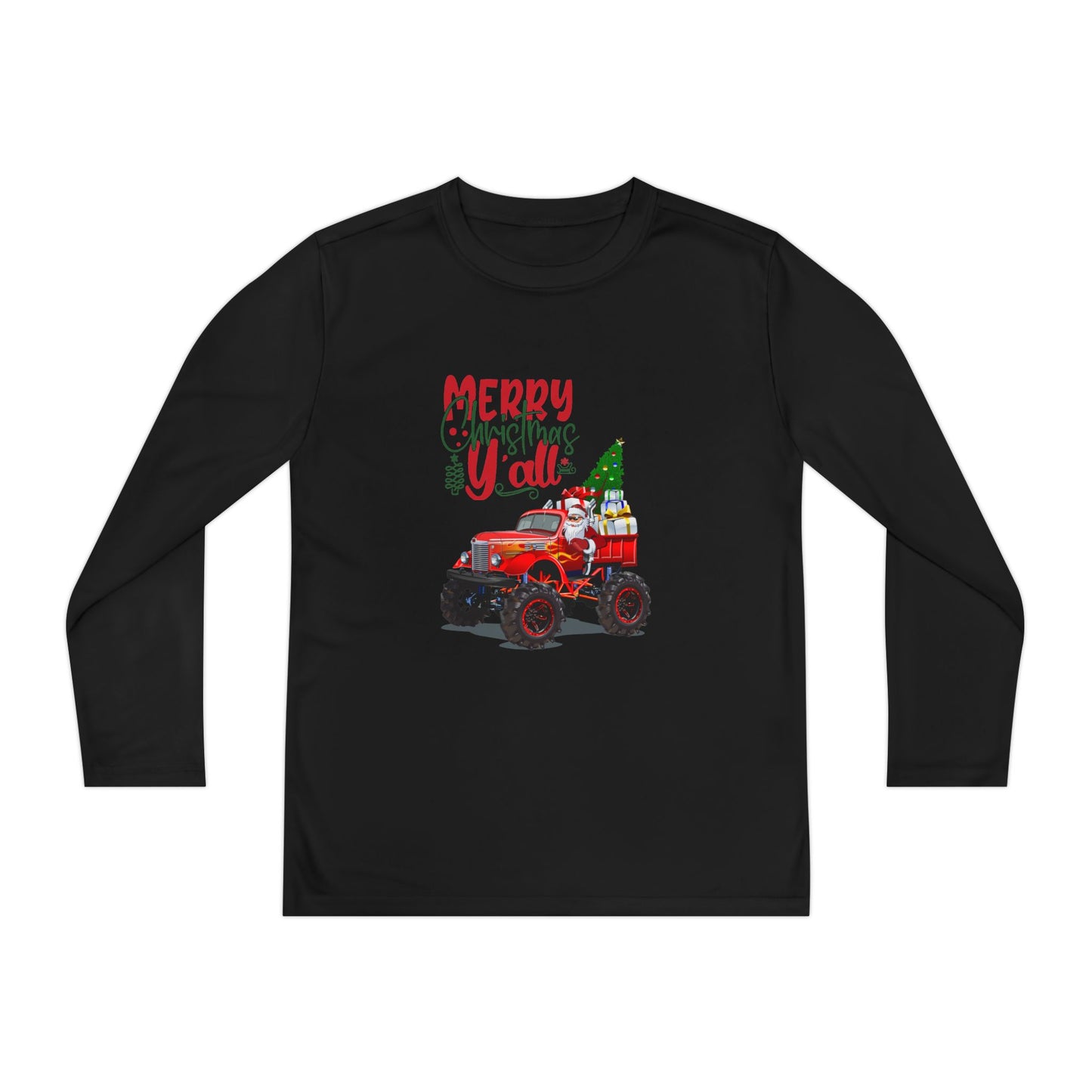 "Merry Christnas Y'all" Youth Long Sleeve Competitor Tee