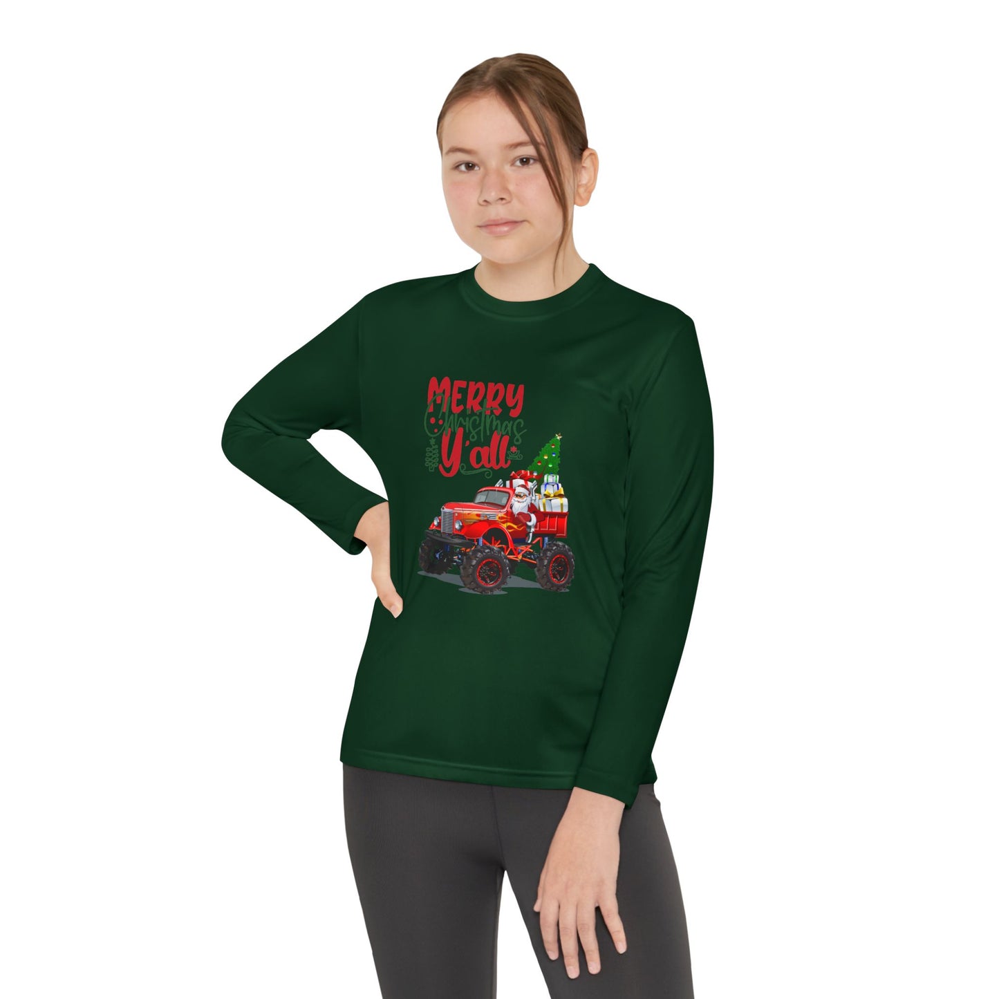 "Merry Christnas Y'all" Youth Long Sleeve Competitor Tee