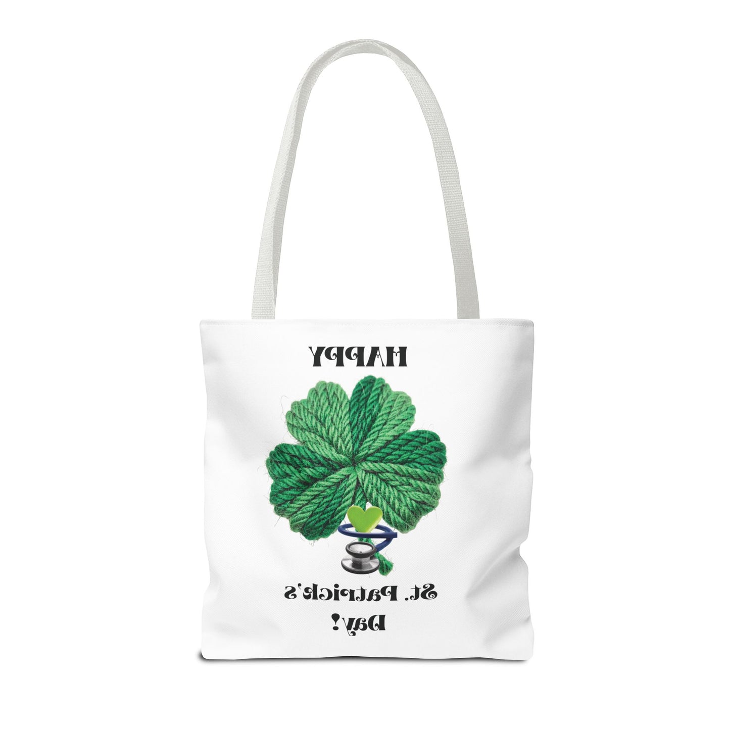 St. Patrick's Day Shamrock Tote Bag – 'Happy St. Patrick's Day!' All-Over Print