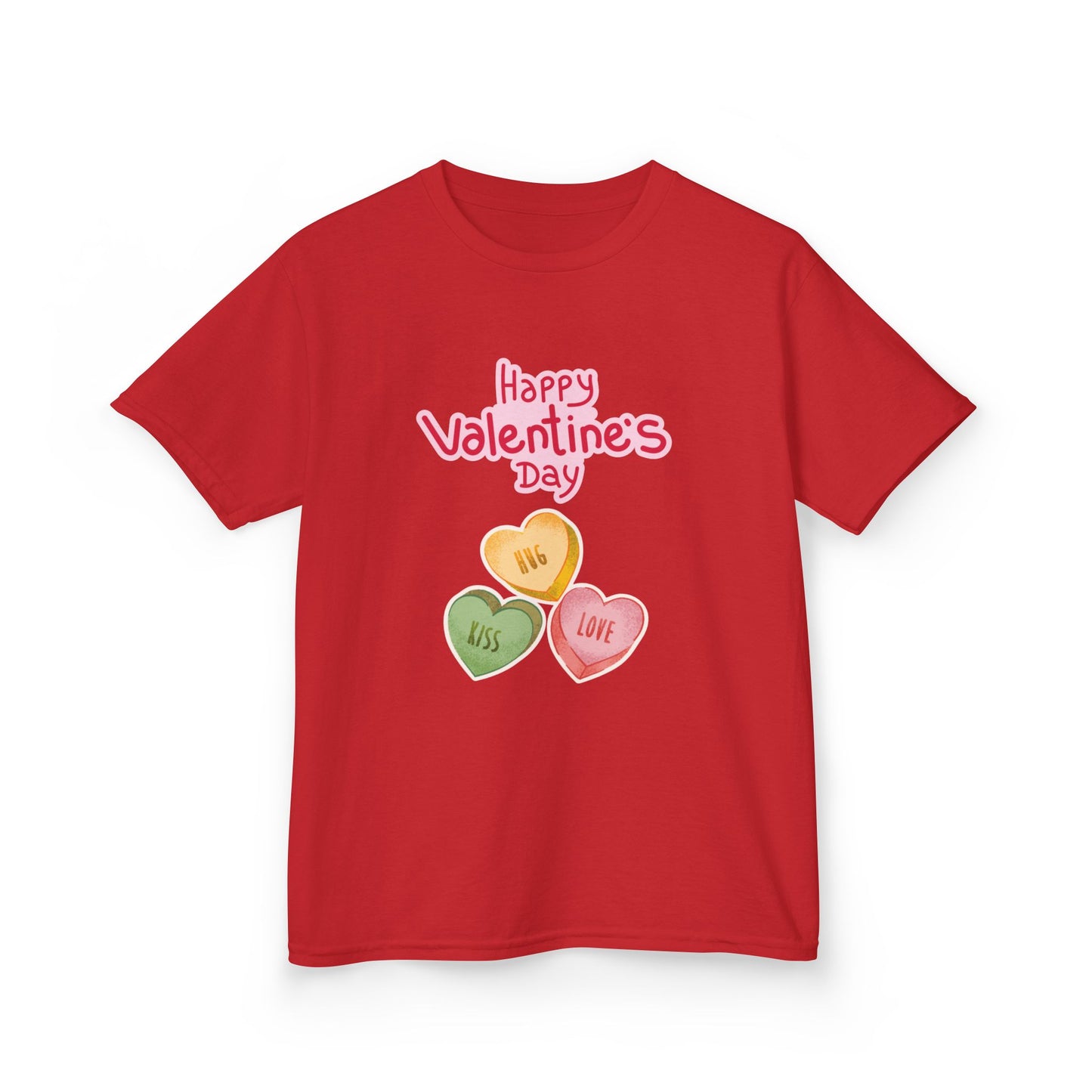 Valentine's Day Kids Tee — Candy Heart "Happy Valentine's Day" Design