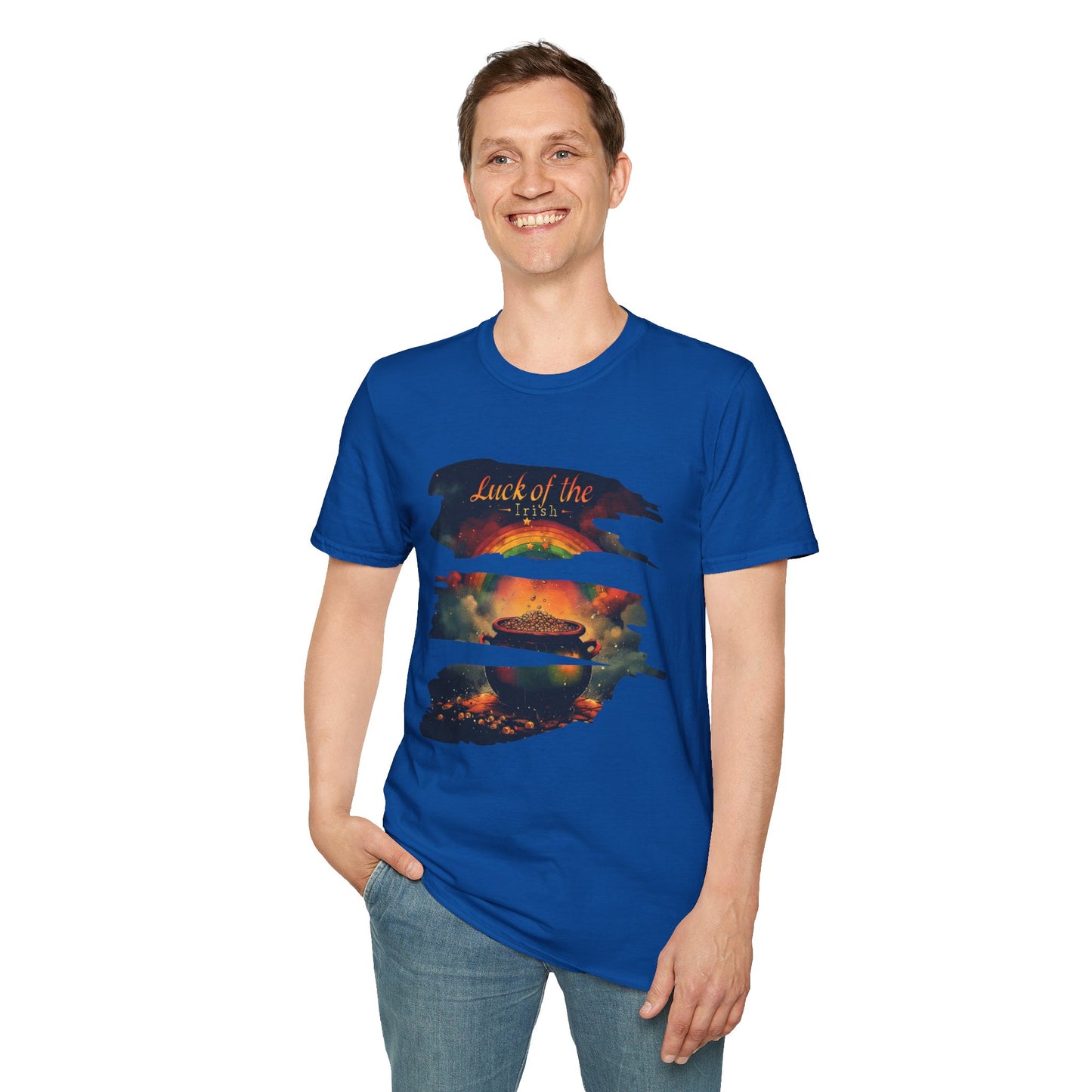 "Luck of the Irish"  Unisex Lightweight Cotton T-Shirt — Featuring An "Avant Garde" Rendition Of The Pot Of Gold At The End Of The Rainbow!