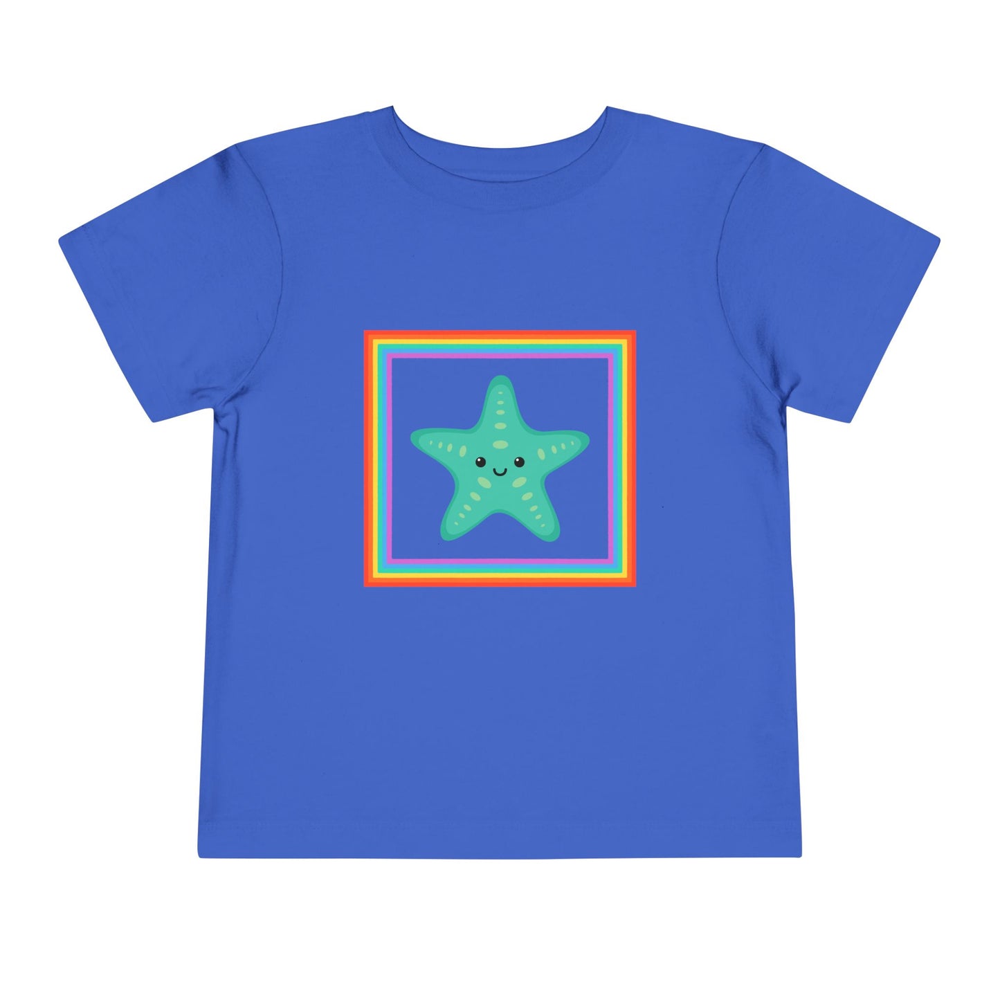 Cute "Starfish Toddler Tee" — Colorful Rainbow Frame Kids Shirt