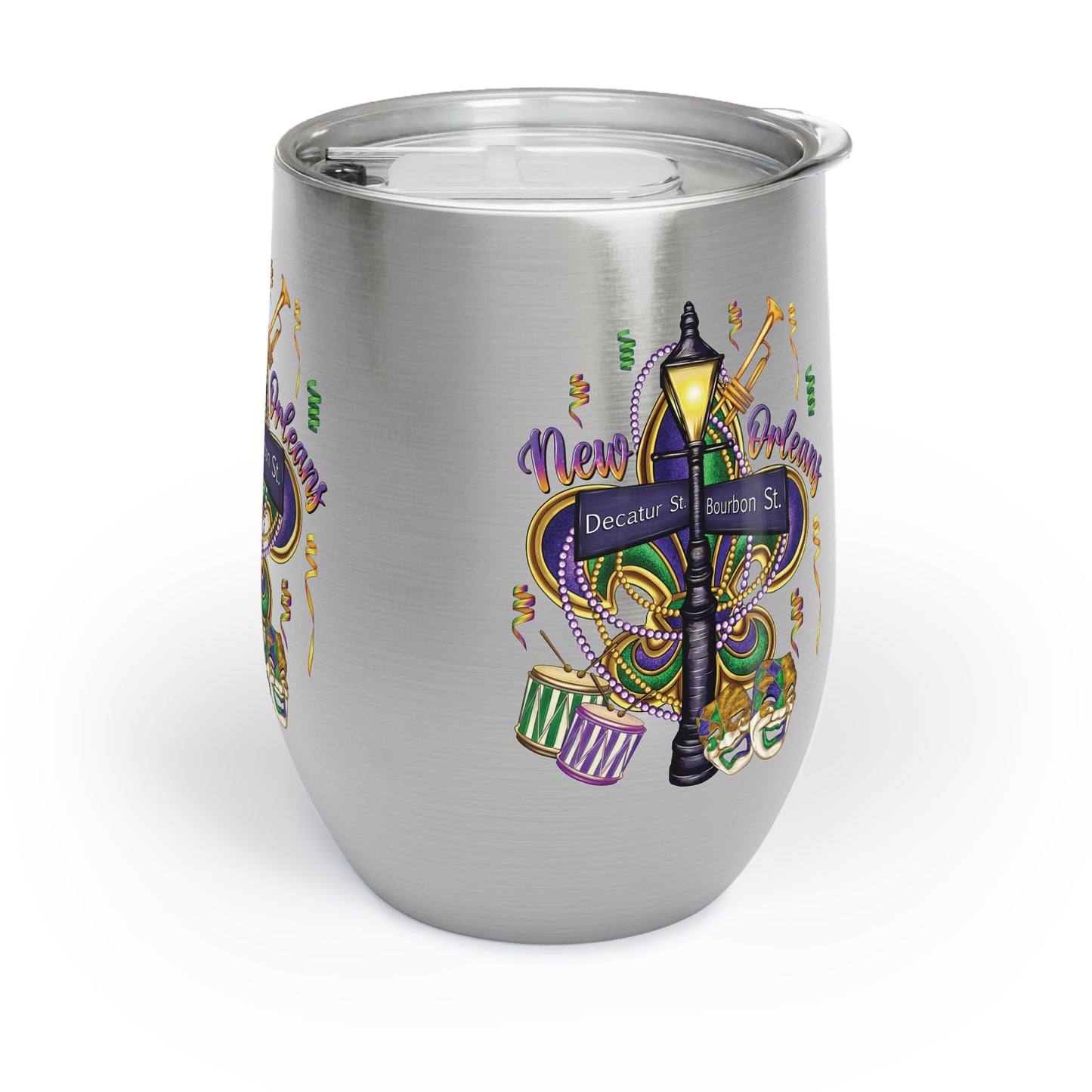 Mardi Gras French Quarter  16oz Wine Tumbler — Colorful New Orleans Party Design