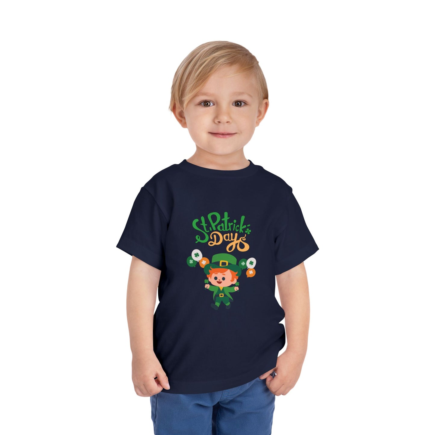 St. Patrick's Day Toddler Tee — Cute Leprechaun with Balloons