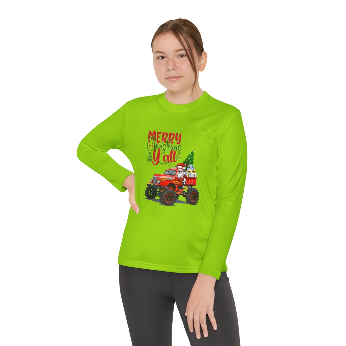 "Merry Christnas Y'all" Youth Long Sleeve Competitor Tee
