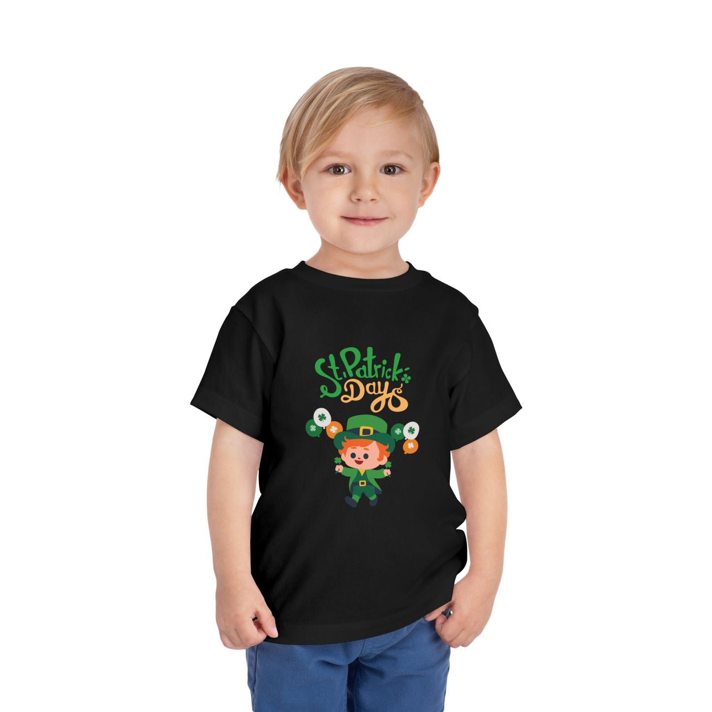 St. Patrick's Day Toddler Tee — Cute Leprechaun with Balloons