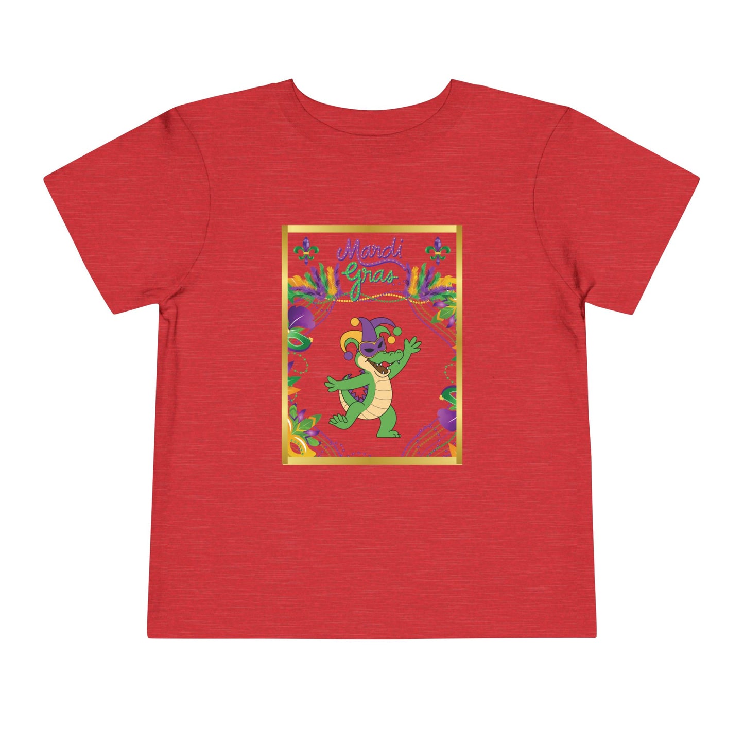 "Mardi Gras Gator" Toddler Tee.  This Masked Alligator Is Ready To Celebrate Mardi Gras In Purple, Gold And Green!