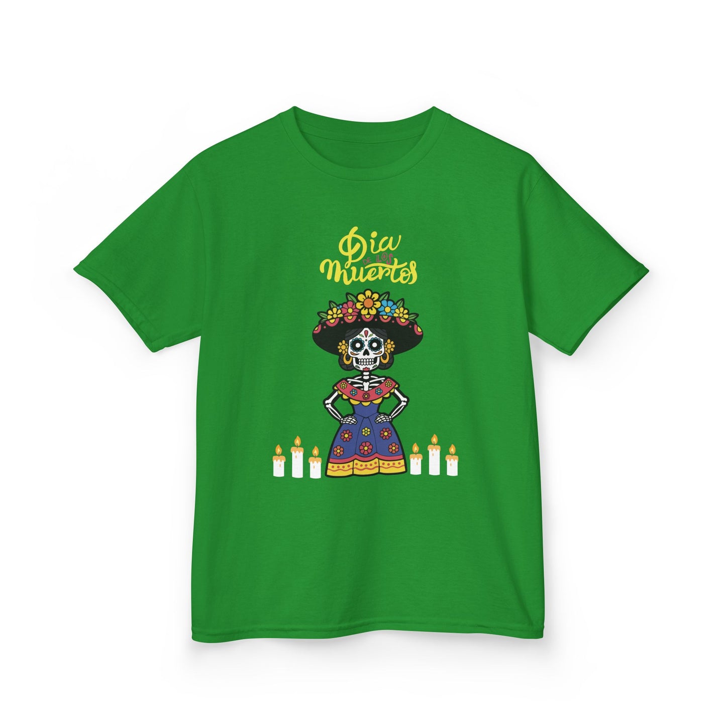 "Dia De Los Muertos" Kids Heavy CottonTee.  A Fun and Colorful Sugar Skull Design