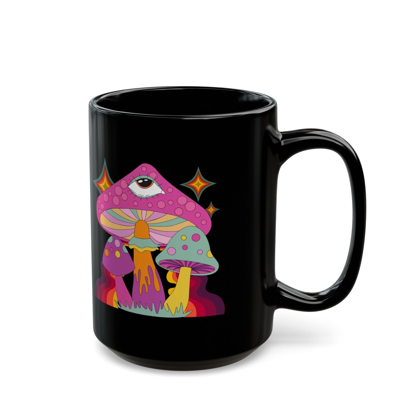 "Groovy Mushrooms" Black Mug (11 oz, 15 oz)