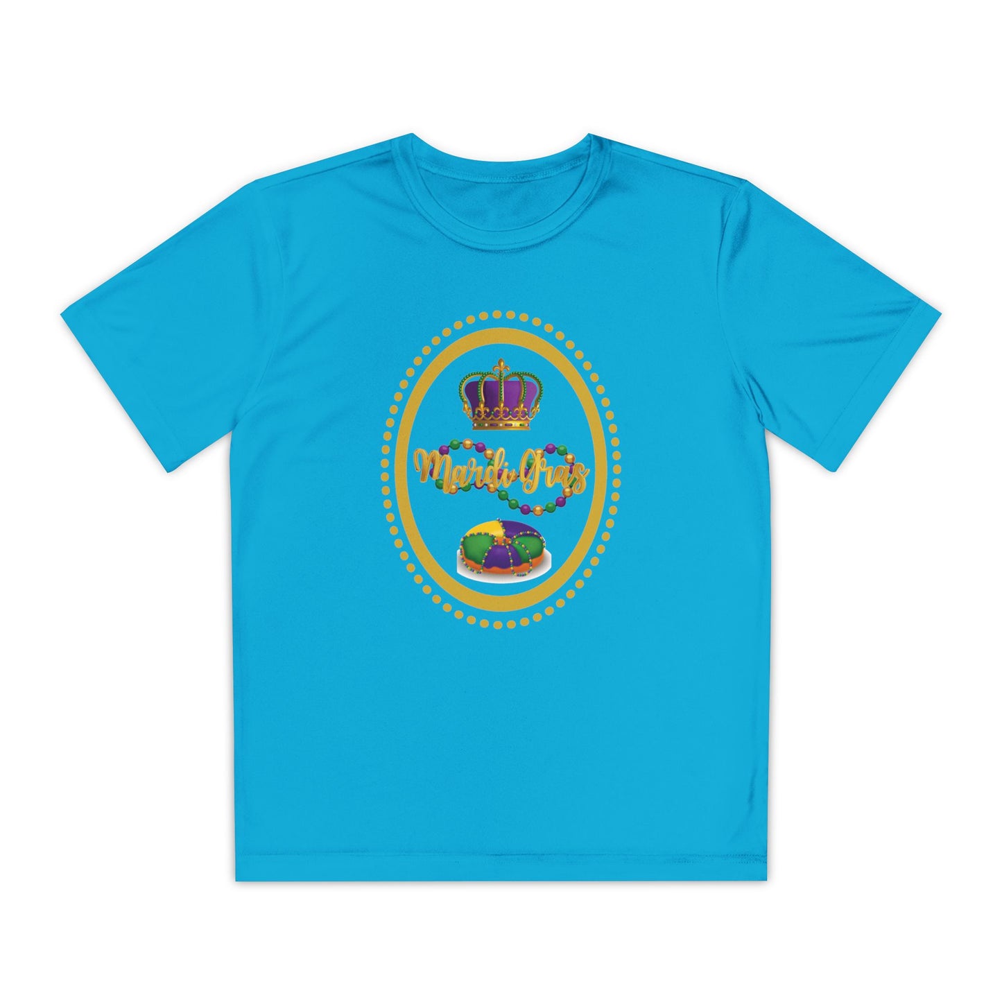 "Mardi Gras King Cake" Youth Tee — Vibrant Parade & Party Shirt!
