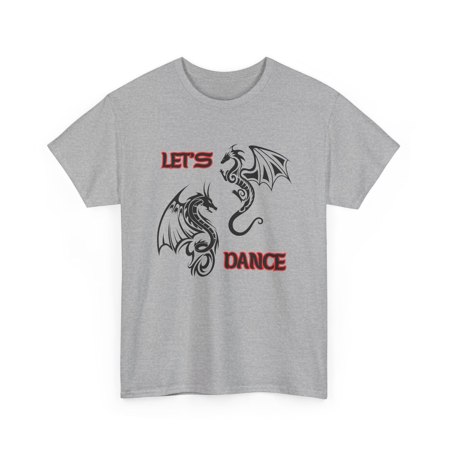 "Let's Dance" Unisex Heavy Cotton Tee, Black/Red Text