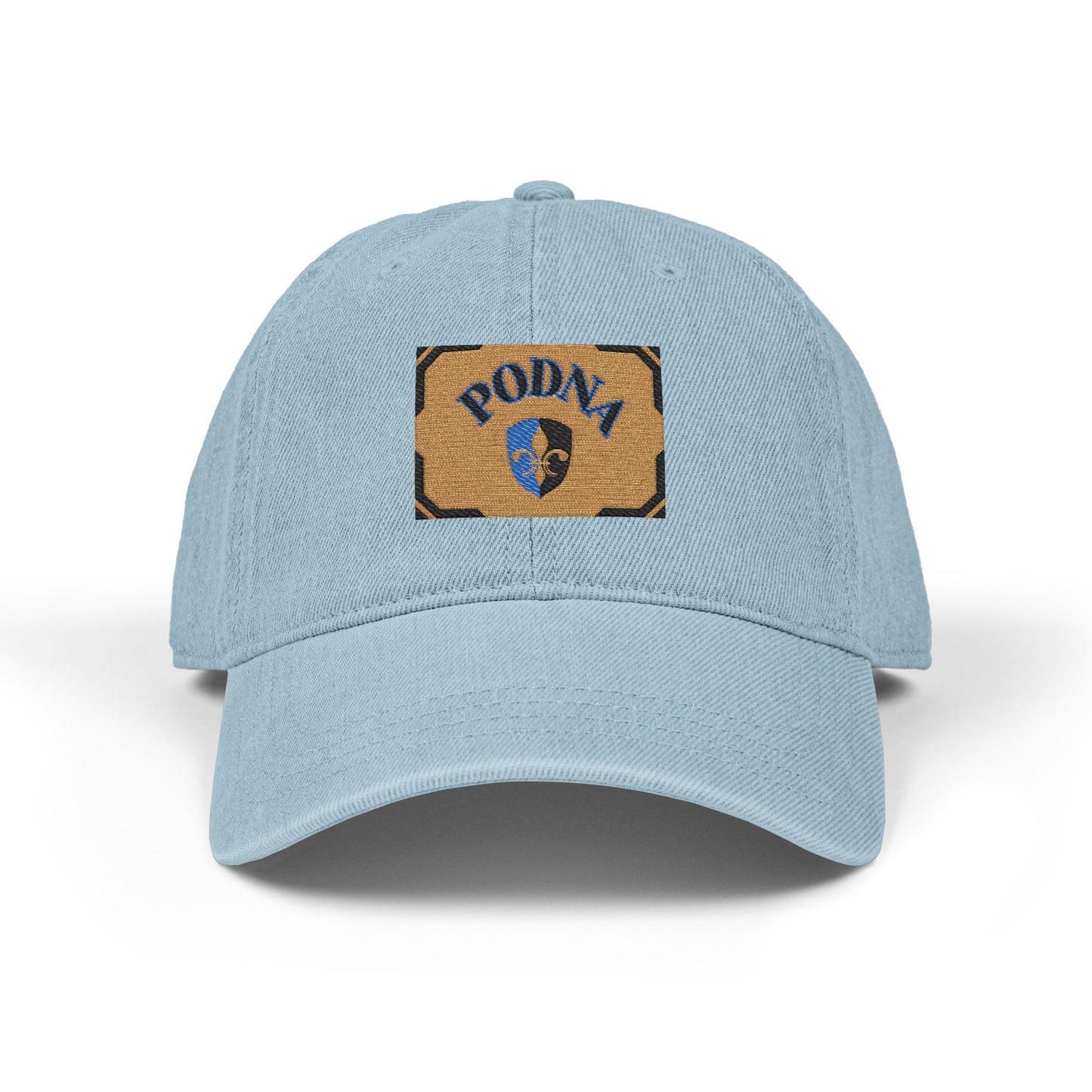 Embroidered Denim Hat with "PODNA" Logo