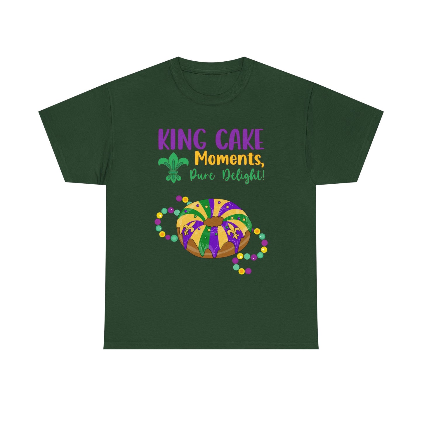"Mardi Gras King Cake" Unisex Heavy Cotton  Adult Tee — "A King Cake Moment — Pure Delight"
