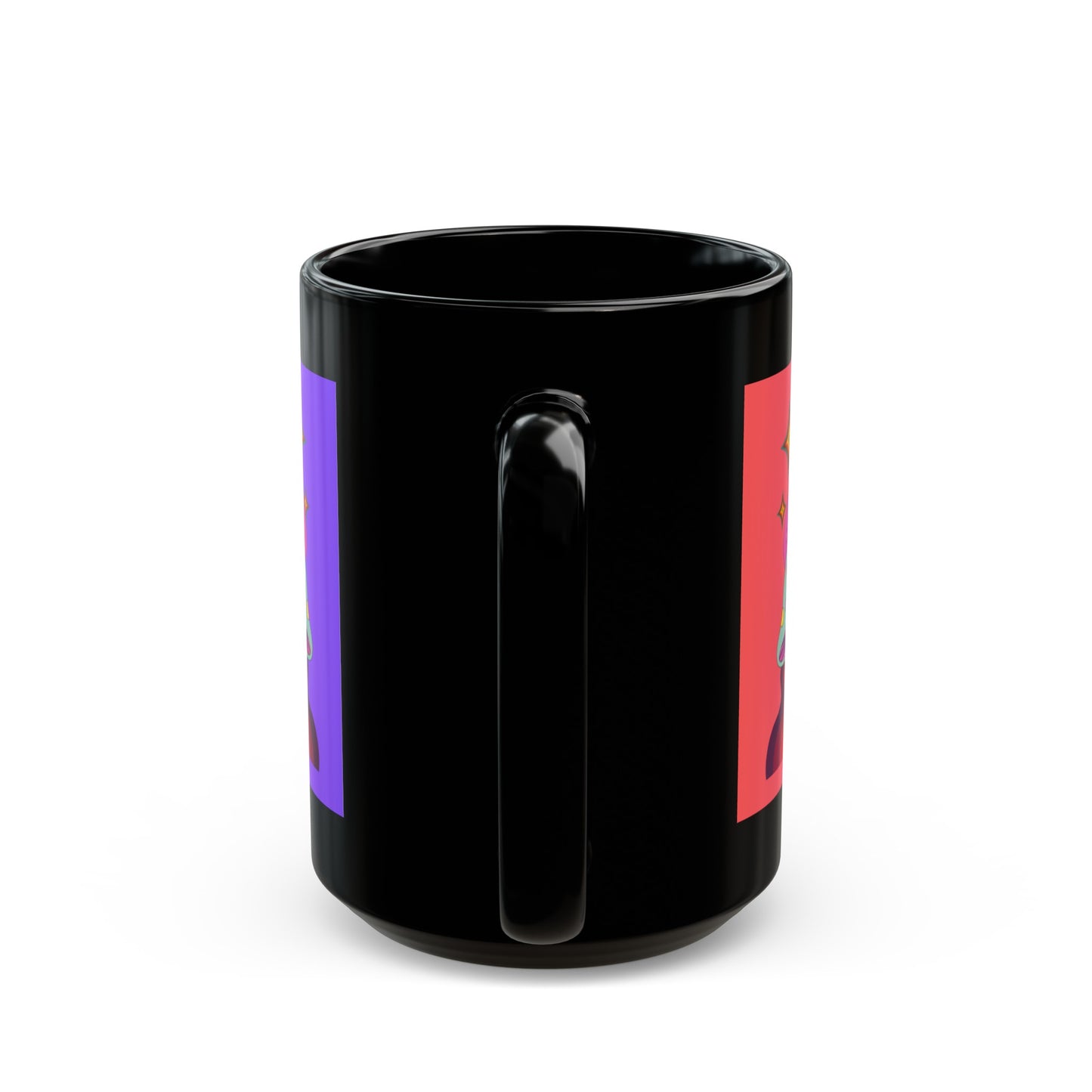 "Groovy Mushrooms with Ombre Background" Black Mug (11 oz, 15 oz)