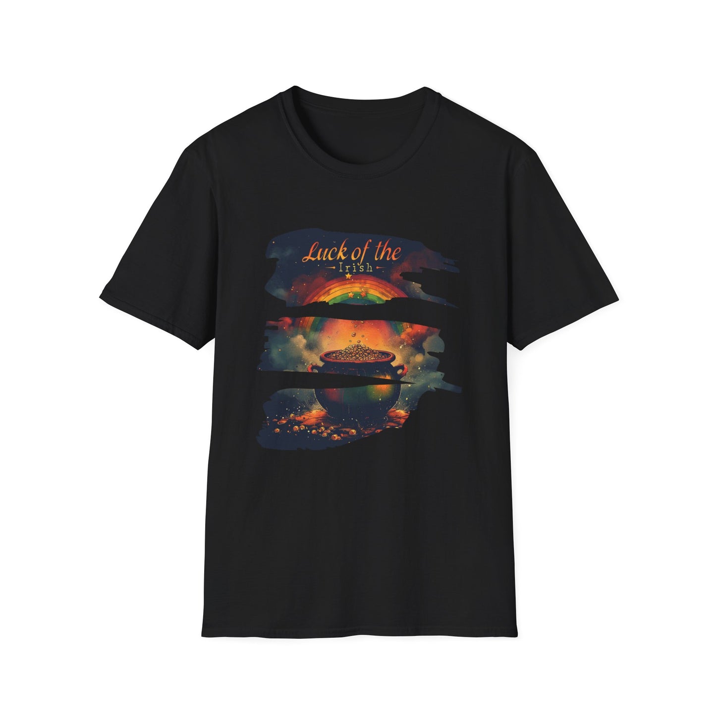 "Luck of the Irish"  Unisex Lightweight Cotton T-Shirt — Featuring An "Avant Garde" Rendition Of The Pot Of Gold At The End Of The Rainbow!
