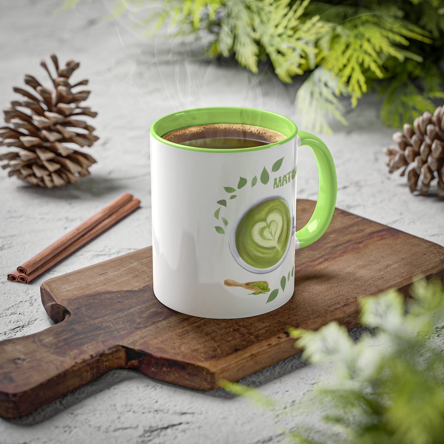 "Matcha Lover" Colorful Accent Mugs, 11 oz