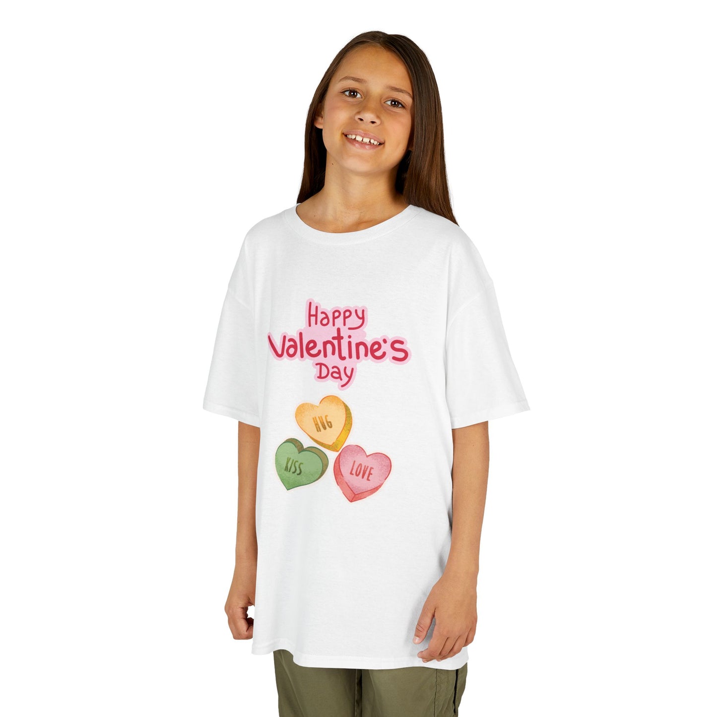 Valentine's Day Kids Tee — Candy Heart "Happy Valentine's Day" Design